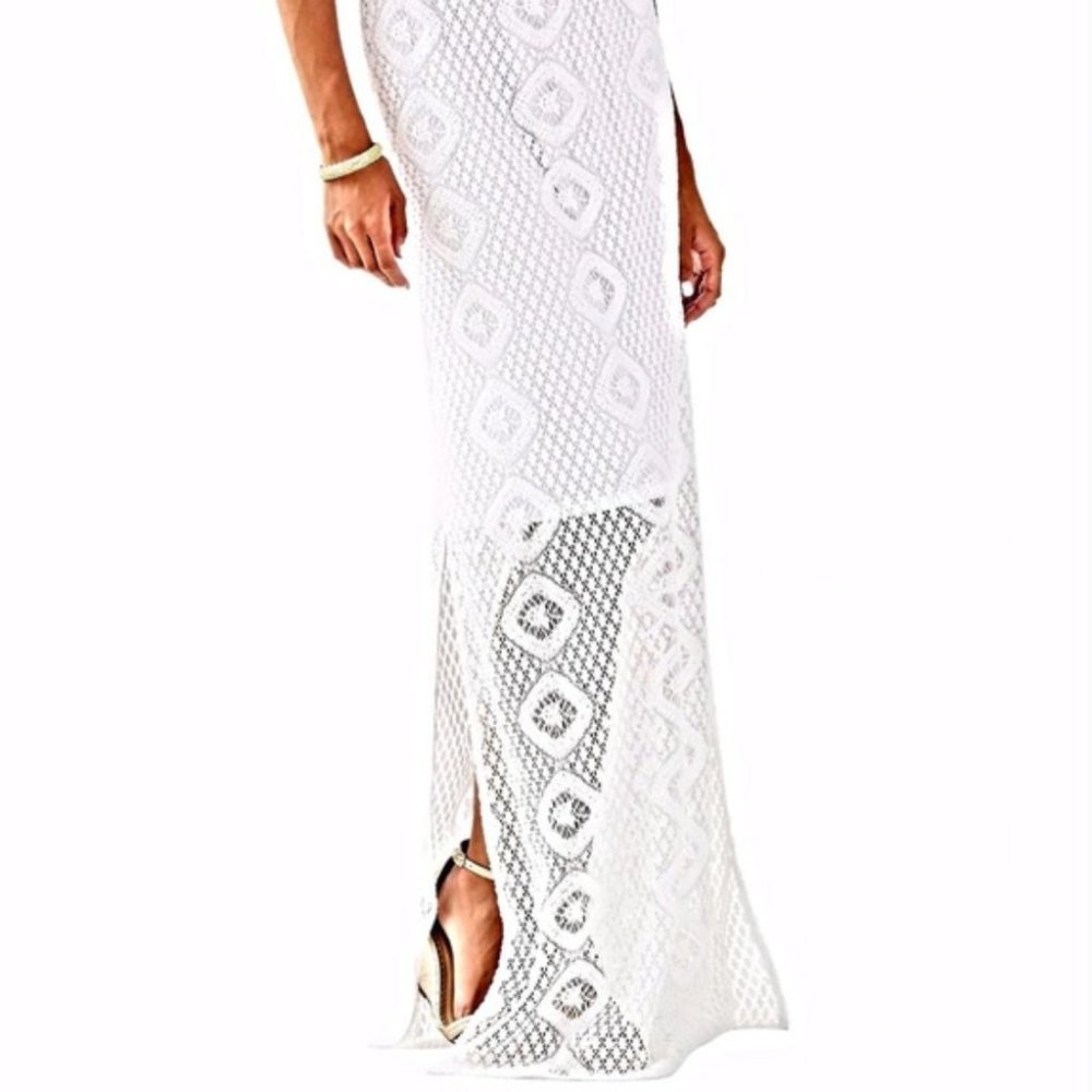 Lilly Pulitzer Mansi White Lace Maxi Skirt Dress